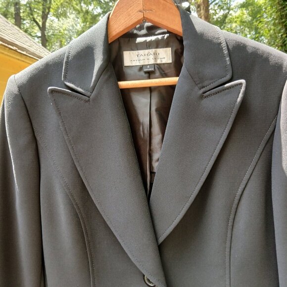 Tahari ASL Jet Black Blazer Polished, Professional, A Timeless Classic Sz 6 - Picture 7 of 11